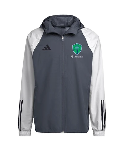 Adidas Men's Gray Seattle Sounders Fc 2024 All-Weather Full-Zip Jacket