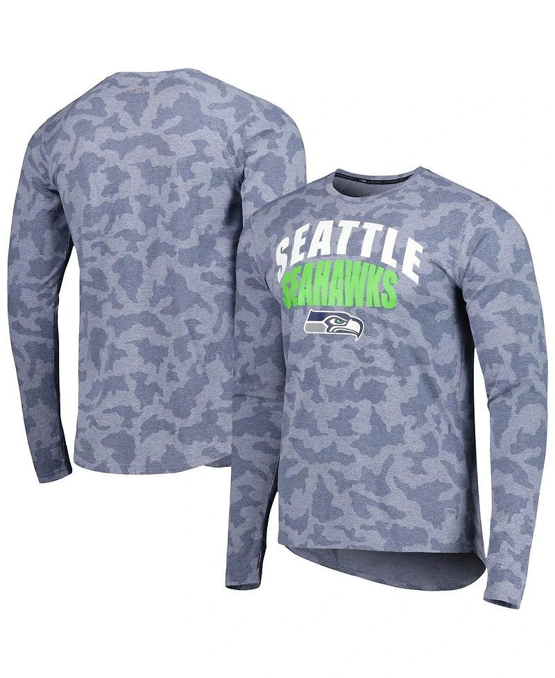 Msx by Michael Strahan Men's College Navy Seattle Seahawks Performance Camo Long Sleeve T-Shirt