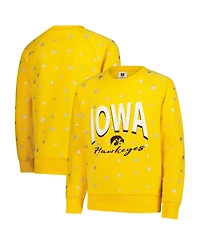 Wes & Willy Big Girls Gold Iowa Hawkeyes Shimmer Star Reverse Sweatshirt