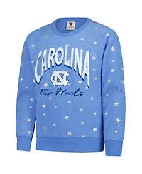 Wes & Willy Big Girls Light Blue North Carolina Tar Heels Shimmer Star Reverse Sweatshirt