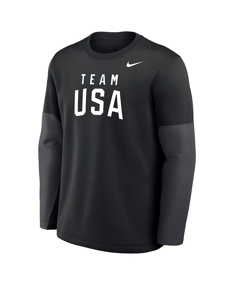 Nike Men's Black Team Usa Coaches Therma-fit Long Sleeve T-Shirt