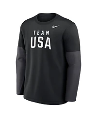 Nike Men's Black Team Usa Coaches Therma-fit Long Sleeve T-Shirt