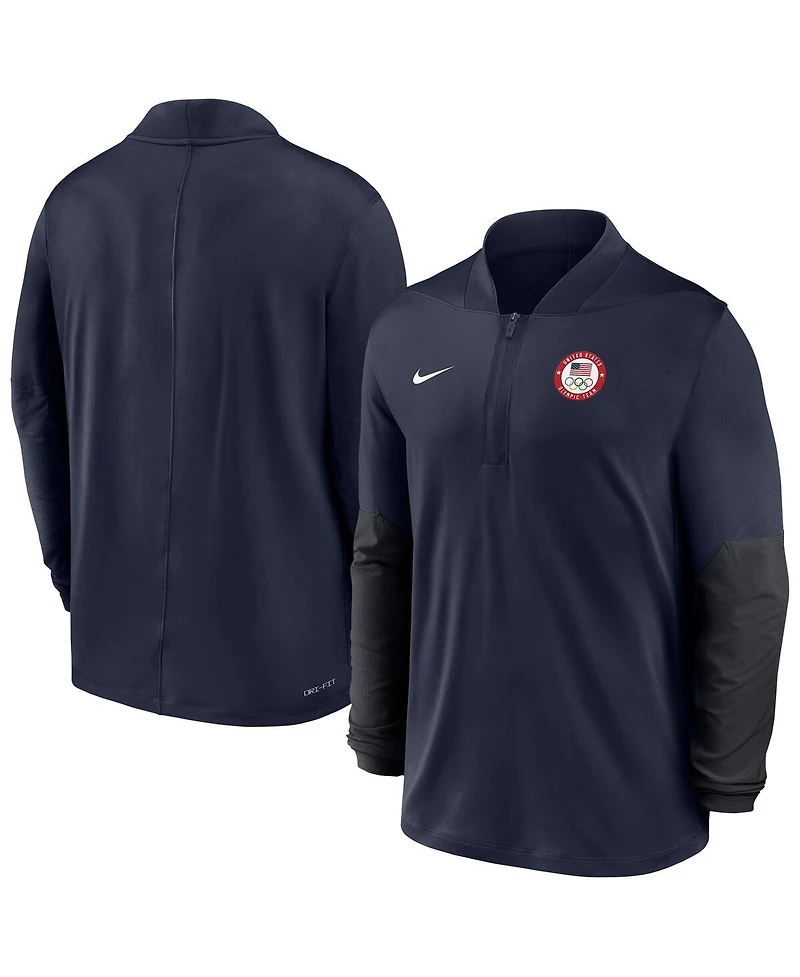 Nike Men's Navy Team Usa Dri-fit Half-Zip Pullover Sweatshirt