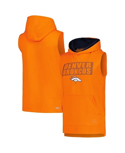 Msx by Michael Strahan Men's Orange Denver Broncos Marathon Sleeveless Pullover Hoodie