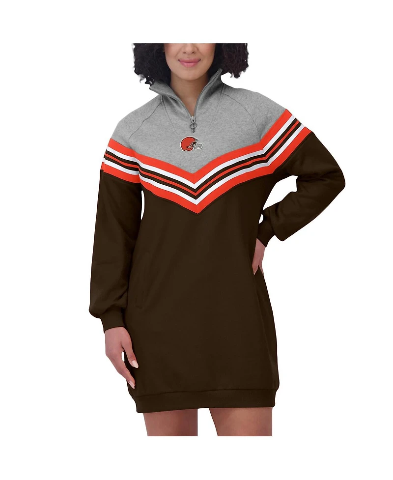 Wear by Erin Andrews Women's Brown/Heather Gray Cleveland Browns Chevron Stripe Dress