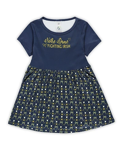 ZooZatz Girls Toddler Navy Notre Dame Fighting Irish Short Sleeve Dress