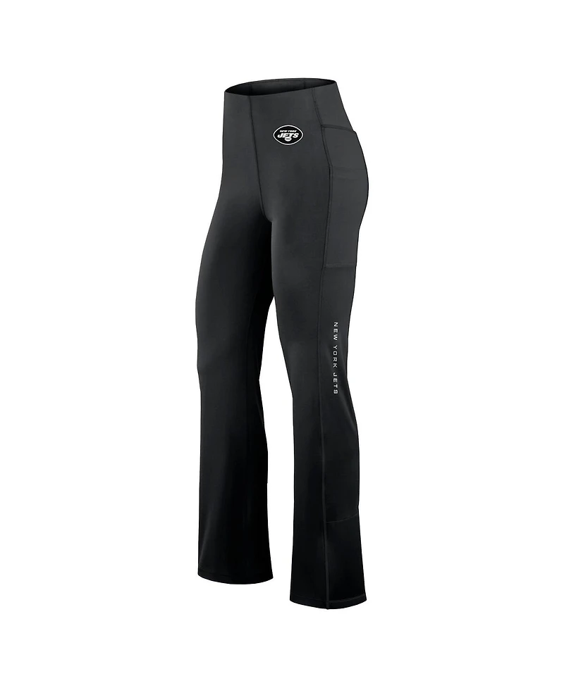 Fanatics Women's Black New York Jets Studio Fitted Flared Leggings