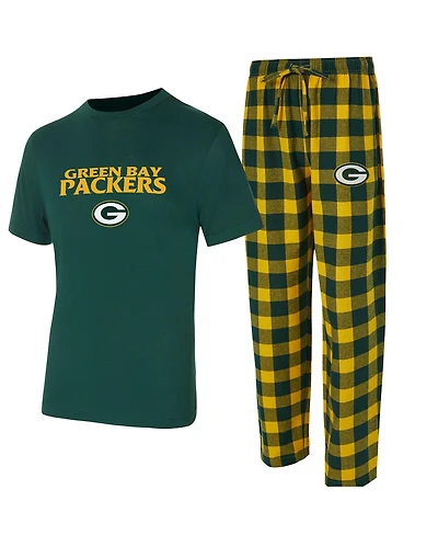 Concepts Sport Men's 2-Piece Green/Gold Green Bay Packers Avondale T-Shirt and Flannel Pants Set