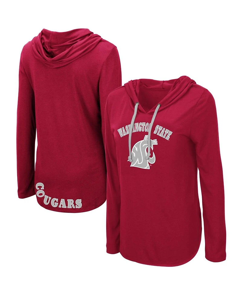 Colosseum Women's Crimson Washington State Cougars My Lover Lightweight Hooded Long Sleeve T-Shirt