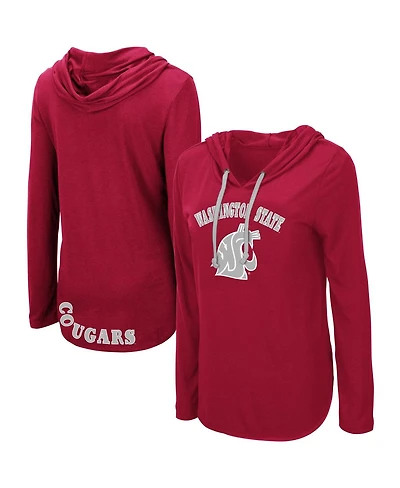 Colosseum Women's Crimson Washington State Cougars My Lover Lightweight Hooded Long Sleeve T-Shirt