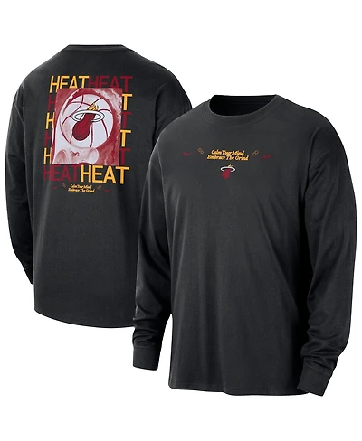 Nike Men's Black Miami Heat Courtside Oversized Long Sleeve T-Shirt