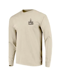 Image One Men's Natural Purdue Boilermakers Comfort Colors Mascot Overlay Long Sleeve T-Shirt