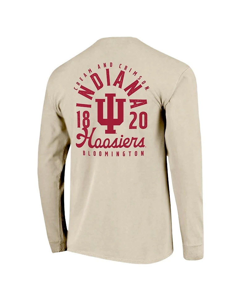 Image One Men's Natural Indiana Hoosiers Comfort Colors Mascot Overlay Long Sleeve T-Shirt