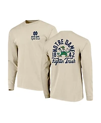Image One Men's Natural Notre Dame Fighting Irish Comfort Colors Mascot Overlay Long Sleeve T-Shirt