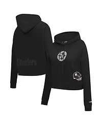 Pro Standard Women's Black Pittsburgh Steelers Jeweled Cropped Pullover Hoodie