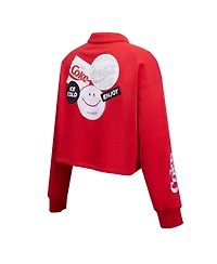 Freeze Max Women's Red Coca-Cola Ice Cold Long Sleeve Cropped Polo Shirt