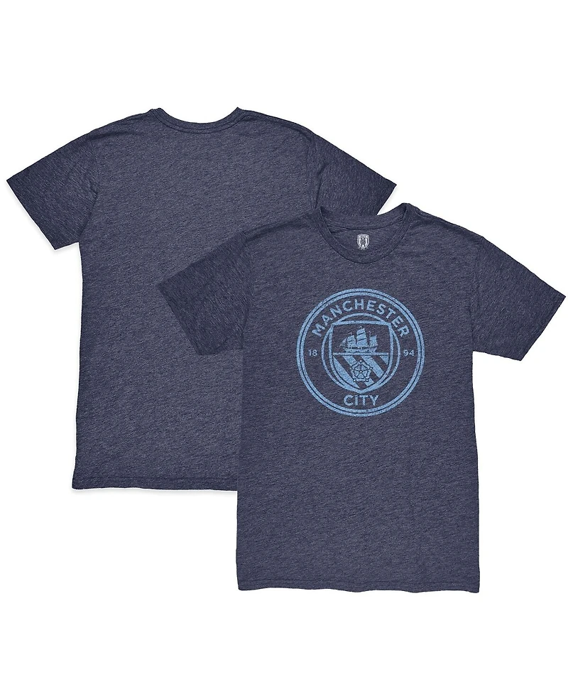1863FC Men's Heather Navy Manchester City Color Crest Twisted Tri-Blend T-Shirt