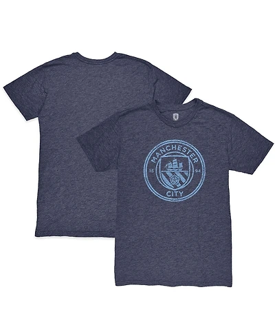 1863FC Men's Heather Navy Manchester City Color Crest Twisted Tri-Blend T-Shirt
