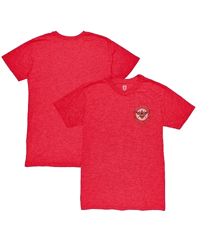 1863FC Men's Red Brentford Fc Left Color Badge Retro Tri-Blend T-Shirt