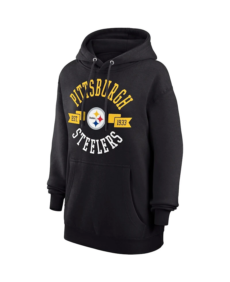 G-iii 4Her by Carl Banks Women's Black Pittsburgh Steelers City Graphic Team Fleece Pullover Hoodie
