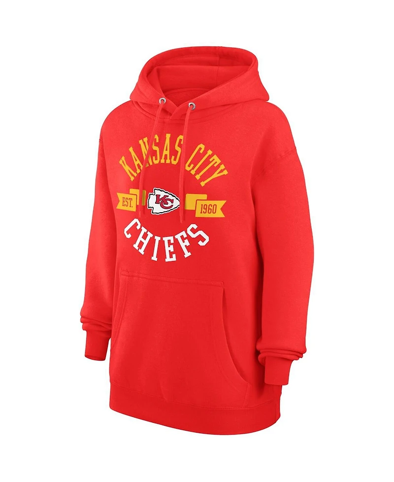 G-iii 4Her by Carl Banks Women's Red Kansas City Chiefs Graphic Team Fleece Pullover Hoodie