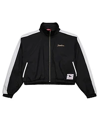 Mitchell & Ness Women's Black Pittsburgh Steelers Nylon Cropped Full-Zip Jacket
