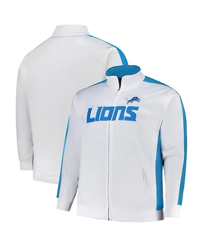 Fanatics Men's White Detroit Lions Big Tall Tricot Full-Zip Track Jacket