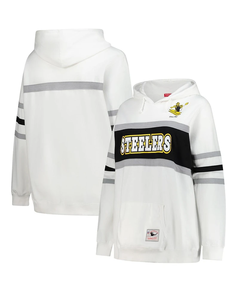 Mitchell & Ness Women's White Pittsburgh Steelers Plus Head Coach Throwback Pullover Hoodie