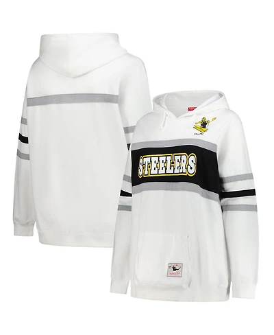 Mitchell & Ness Women's White Pittsburgh Steelers Plus Head Coach Throwback Pullover Hoodie
