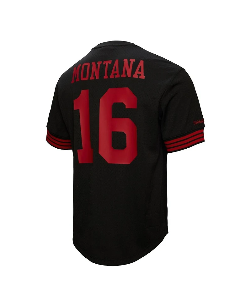 Mitchell & Ness Men's Joe Montana Black San Francisco 49ers Big Tall Mesh Player Name Number T-Shirt