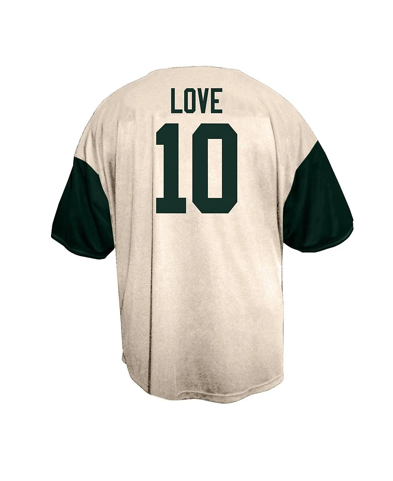 Fanatics Men's Jordan Love Cream Green Bay Packers Big Tall Baseball Button-Up Shirt