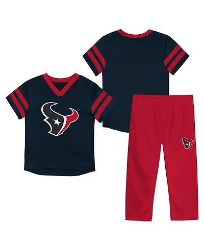 Outerstuff Toddler 2-Piece Navy/Red Houston Texans Red Zone V-Neck T-Shirt and Pants Set