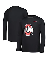 Nike Big Boys and Girls Black Ohio State Buckeyes Legend Logo Long Sleeve Dri-fit T-Shirt