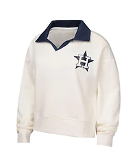 Outerstuff Big Girls White Houston Astros Ballpark Hit Collared V-Neck Pullover Sweatshirt
