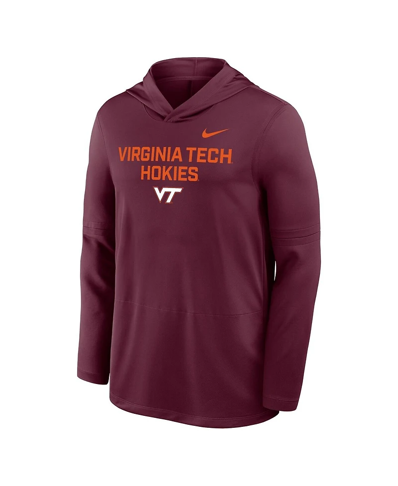Nike Men's Maroon Virginia Tech Hokies 2025 Sideline Dri-fit Long Sleeve Hoodie T-Shirt