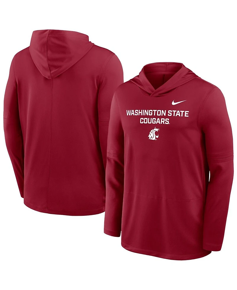 Nike Men's Crimson Washington State Cougars 2025 Sideline Dri-fit Long Sleeve Hoodie T-Shirt