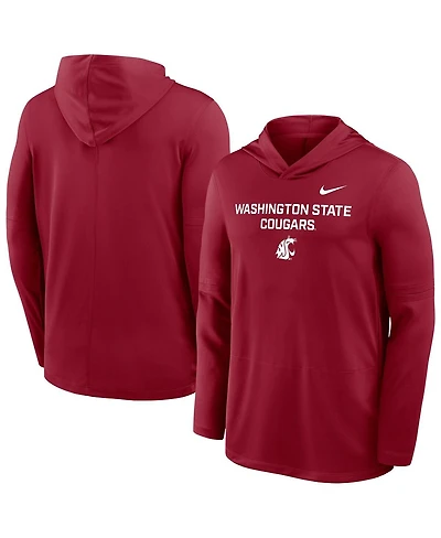Nike Men's Crimson Washington State Cougars 2025 Sideline Dri-fit Long Sleeve Hoodie T-Shirt