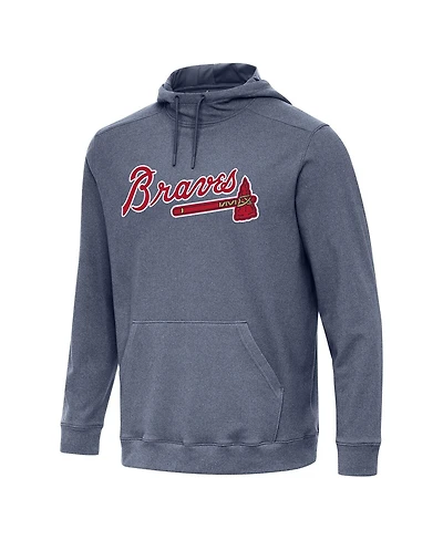Antigua Men's Heather Navy Atlanta Braves Cloud Pullover Hoodie