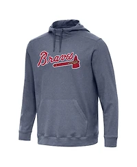 Antigua Men's Heather Navy Atlanta Braves Cloud Pullover Hoodie