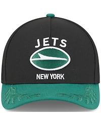 New Era Big Boys and Girls Black/Green New York Jets 2025 Nfl Draft 9FORTY A-Frame M-Crown Adjustable Hat