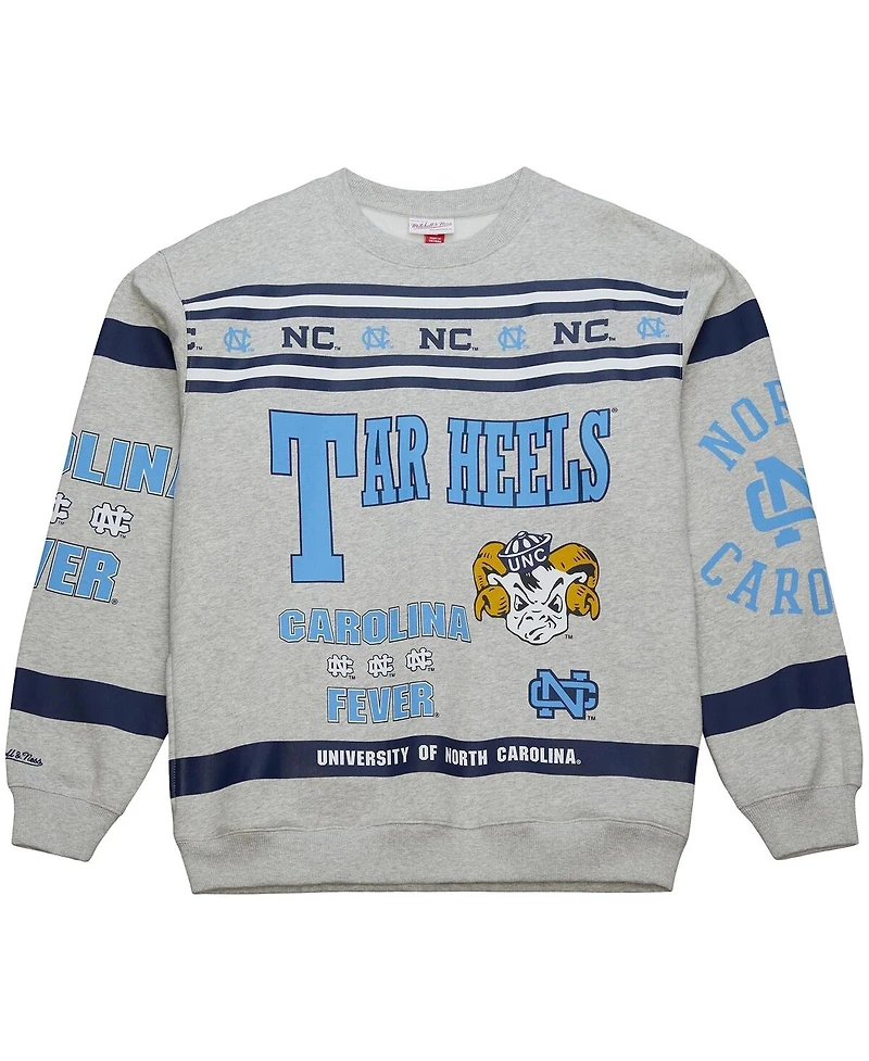 Mitchell & Ness Men's Gray North Carolina Tar Heels All Over Print Sweatshirt