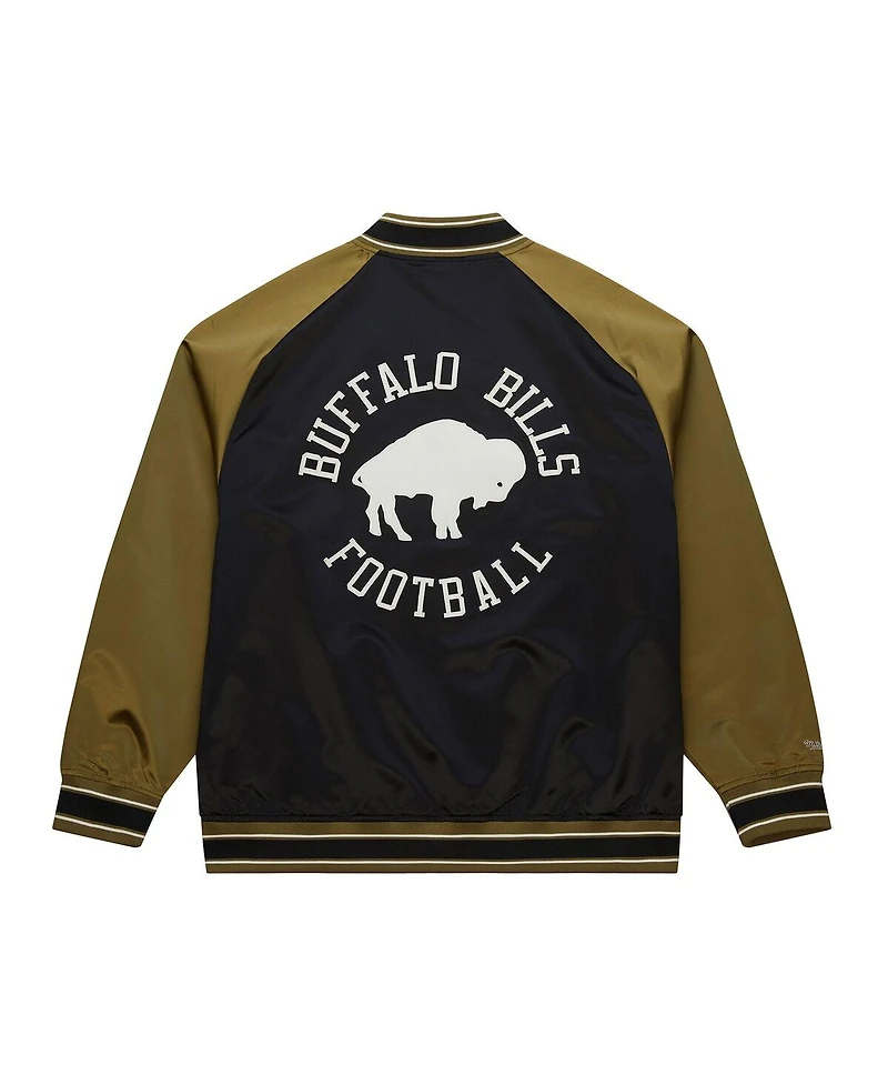 Mitchell & Ness Men's Olive/Black Buffalo Bills Vintage Logo Double Clutch Satin Raglan Full-Snap Jacket