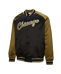 Mitchell & Ness Men's Olive/Black Chicago Bulls Clutch Satin Raglan Full-Snap Jacket
