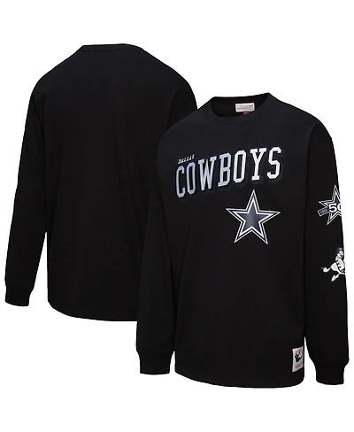Mitchell & Ness Men's Black Dallas Cowboys Training Camp Vintage Logos Long Sleeve T-Shirt