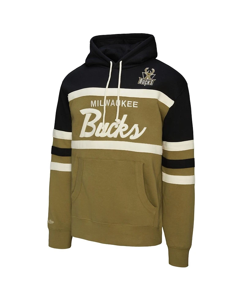 Mitchell & Ness Men's Olive Milwaukee Bucks Double Clutch Head Coach Hoodie