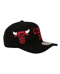Mitchell & Ness Men's Black Chicago Bulls Busted Logo Wordmark Wrap-Around Pro Pinch Adjustable Hat