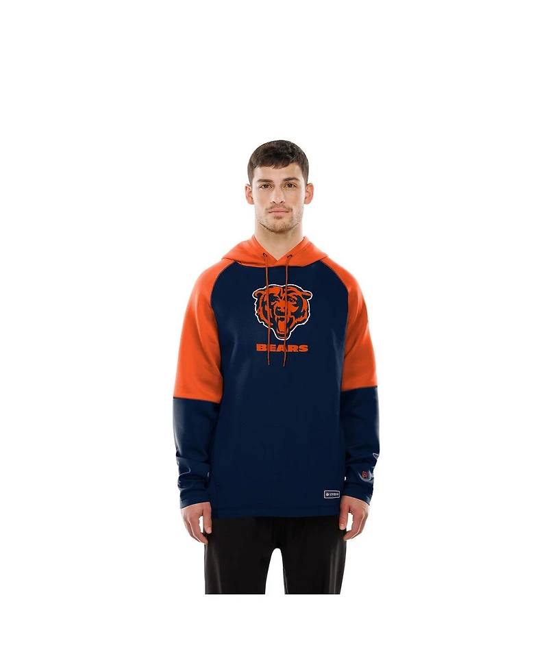 New Era Men's Navy Chicago Bears Combine Authentic Color Block Raglan Pullover Hoodie