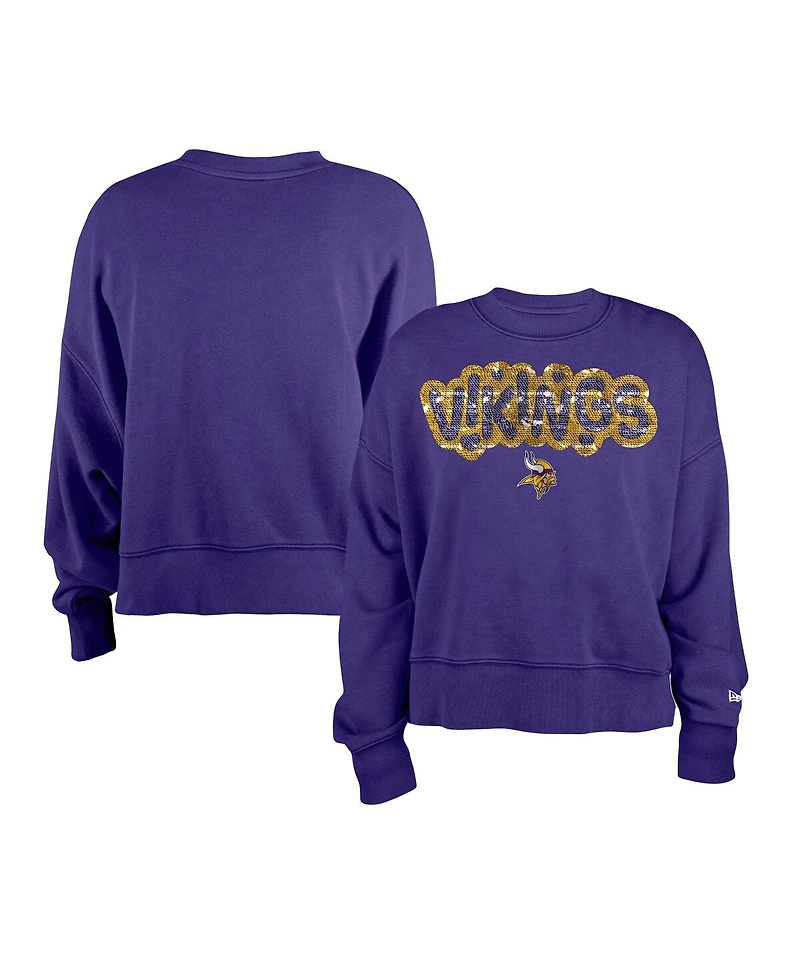 New Era Girls Purple Minnesota Vikings Flip Sequin Sweatshirt