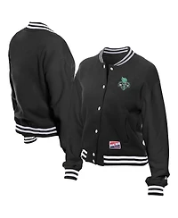 New Era Women's Black York Liberty Throwback Varsity Fleece Full-Snap Jacket