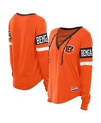 New Era Women's Orange Cincinnati Bengals Throwback Lace-Up Long-Sleeve T-Shirt